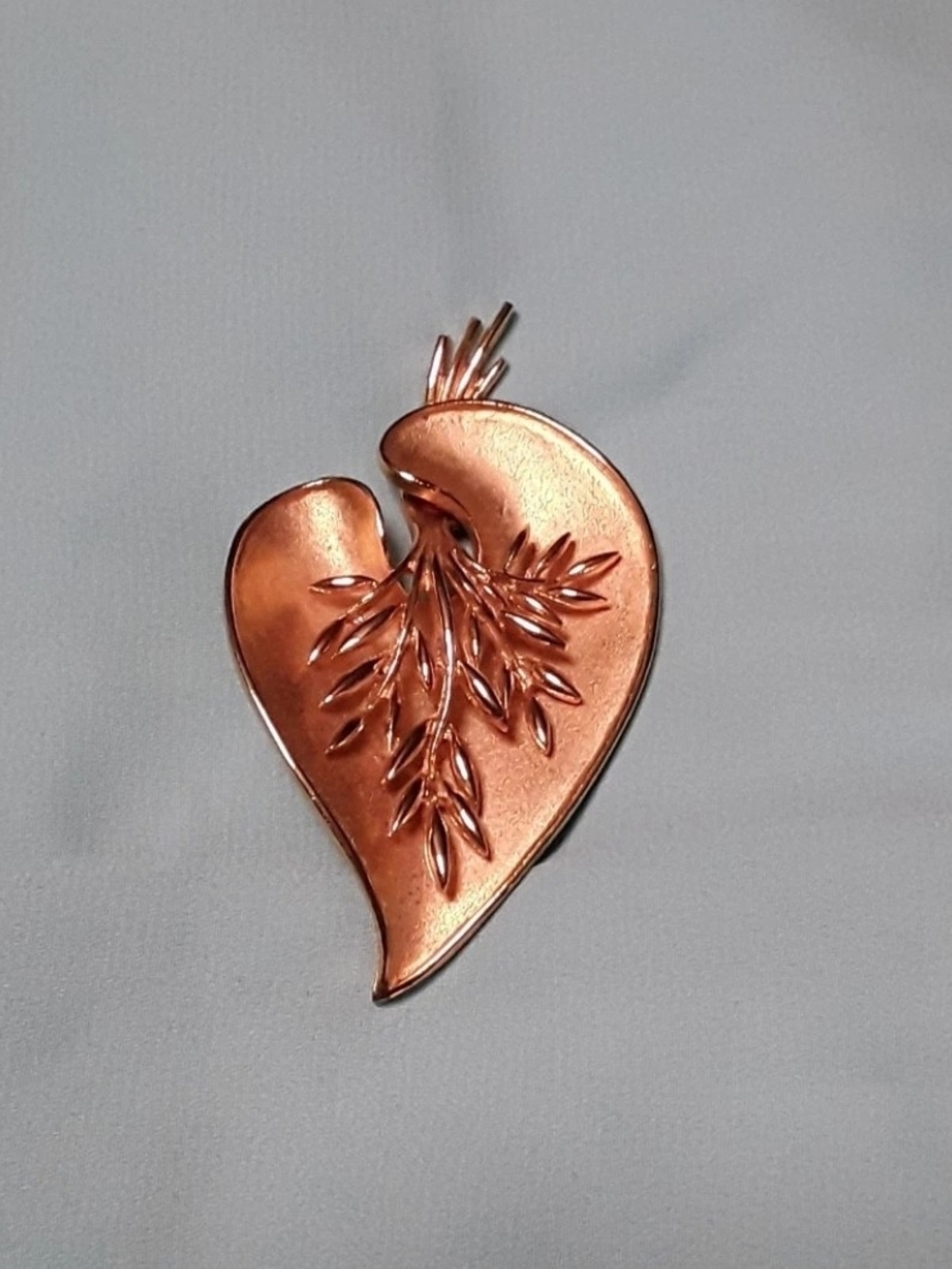 Vintage Antiqued Gold Leaf Brooch 1950s
